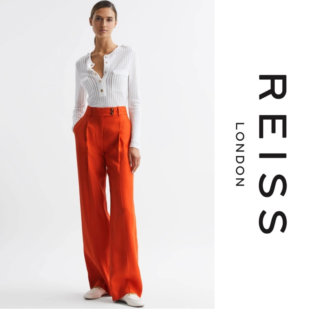 NWT Reiss Hollie Hollie Wide Leg High Waist Trousers Pants